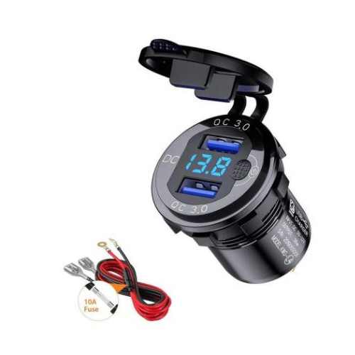 Wasserdichtes Bootsvoltmeter mit Dual USB 3 Quick Charge 36W Ladeanschluss